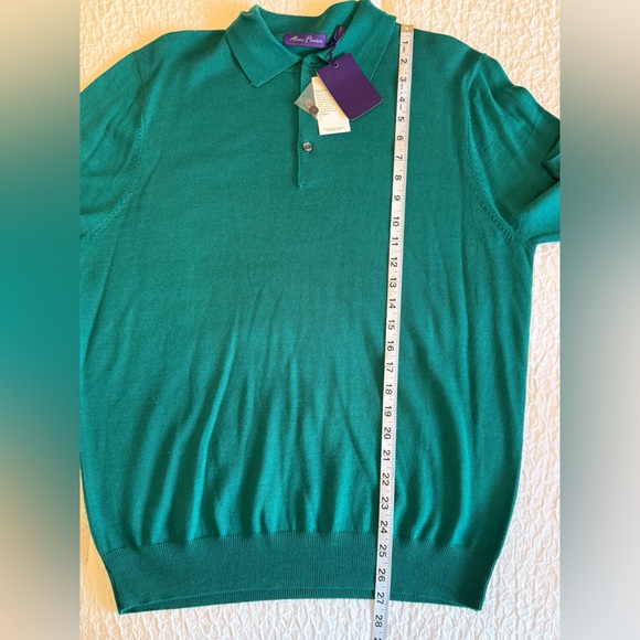 Alan Flusser Teal Merino Wool Long-Sleeve Polo Sweater – Size M - Picture 8 of 12